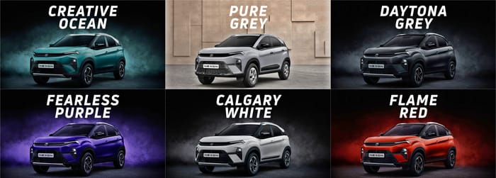 Tata Nexon, Nexon EV facelift colour options detailed